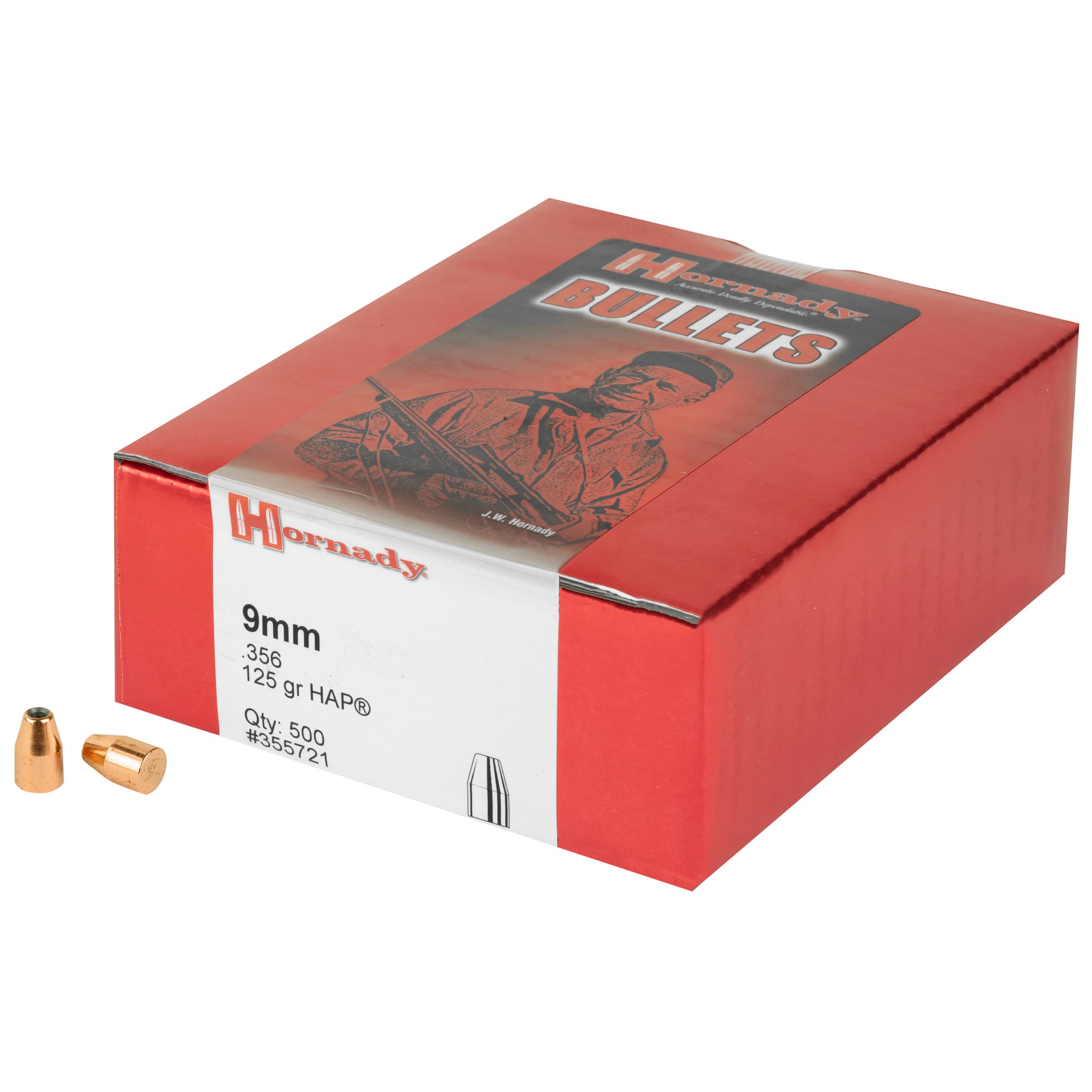 Hornady 355721 HAP 9mm .356 125 gr Hollow Point 500 Per Box/ 6 Case