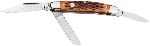 Boker 110852 Stockman Traditional Medium Clip Point/Sheepsfoot/Spey Plain D2 Steel Blade Brown Jigged Bone Handle