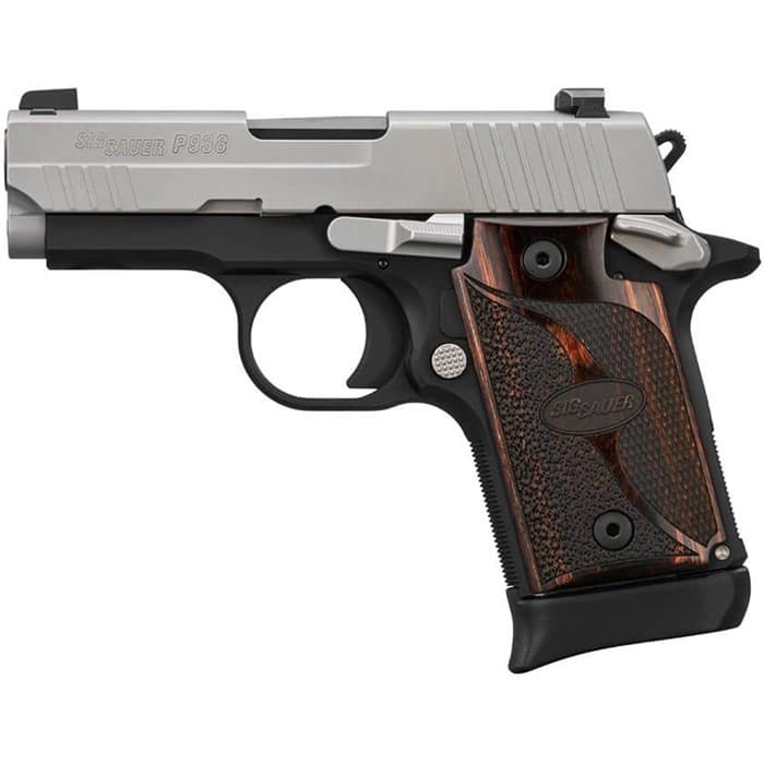 Sig Sauer P938 Two-Tone 9mm 3" 6/7 Rounds Stainless Hogue Walnut Grip