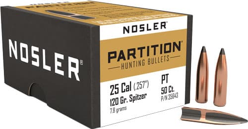 Nosler Partition Bullets .25 Cal. 125 gr. Spitzer Point 50 pk.