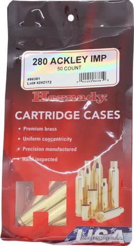 Hornady Rifle Cartridge Cases 280 Ackley Improved Unprimed 50 pk.