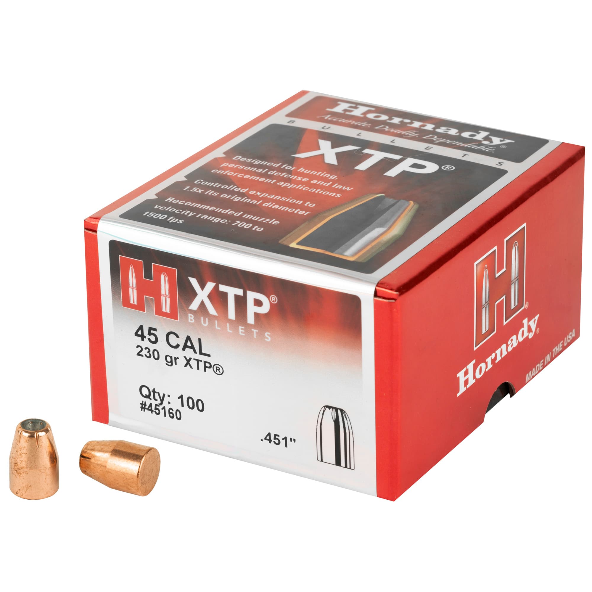 Hornady HP/XTP Bullets 45 cal. .451 in. 230 gr. 100 pk