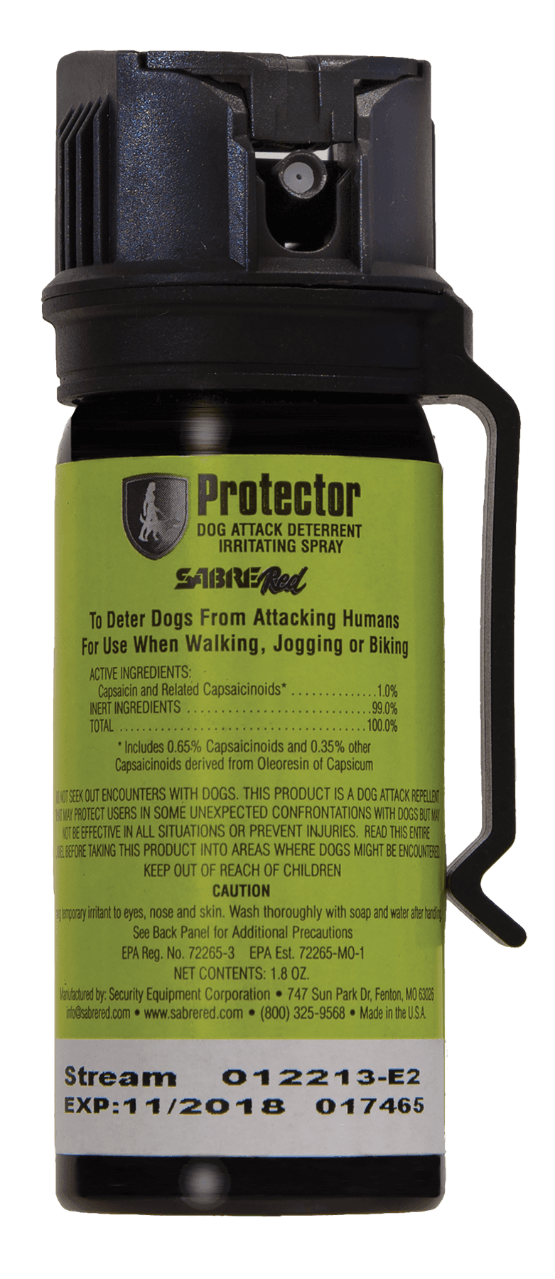 Sabre SRPMK3 Dog Spray  Capsaicin Range 15 ft 1.80 oz Includes Belt Clip