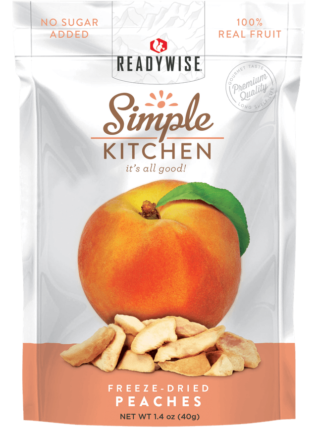 ReadyWise SK05008 Simple Kitchen Freeze Dried Fruit Peaches 1 Serving Pouch 6 Per Case
