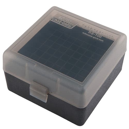 FLIP TOP RIFLE AMMO BOX 223-RUGER 6X47 100 ROUND SMOKE