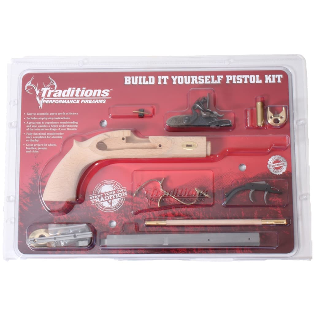 Traditions KPC50902 Trapper Pistol Kit 50 Cal Flintlock 9.75" Blued Octagon Barrel Unfinished Wood Frame Grip Sidelock Action