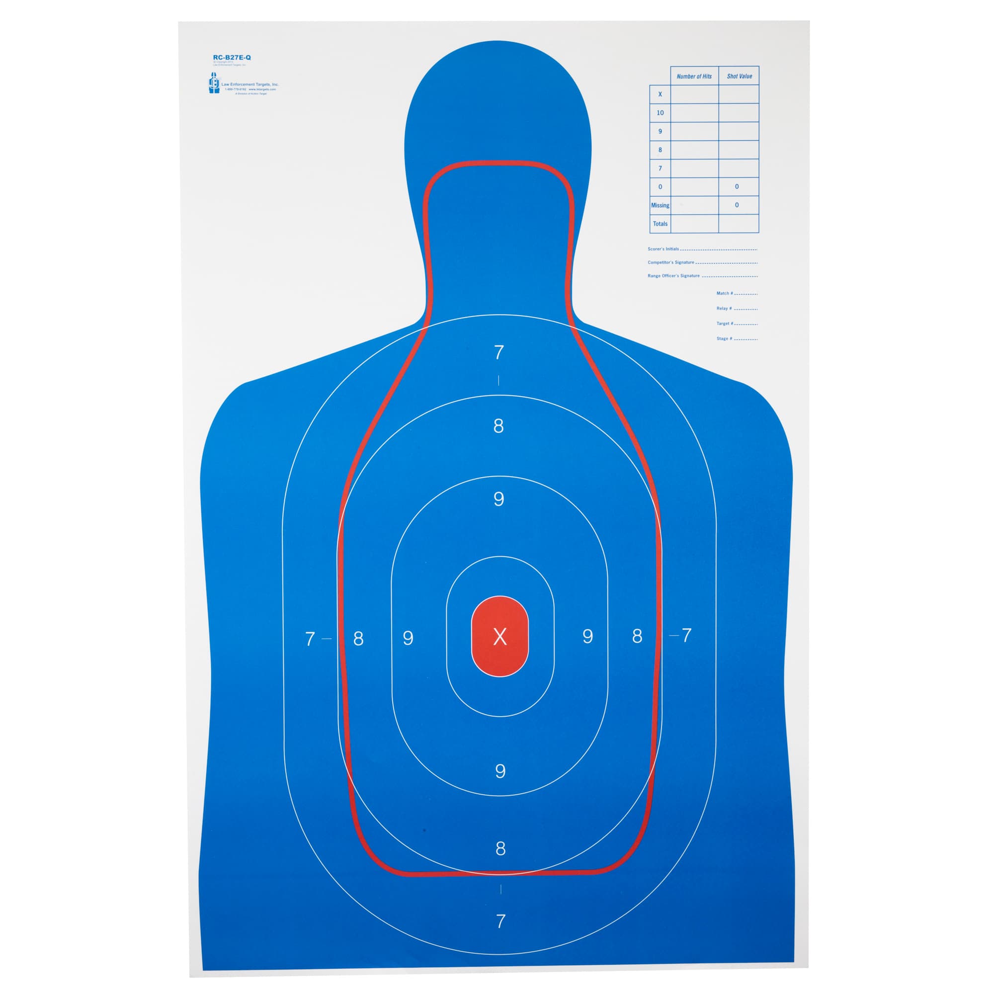Action Target RCB27EQ100 Qualification B-27E & FBI Q Combo Silhouette Hanging Paper 23" x 35" Blue/White 100 Per Box