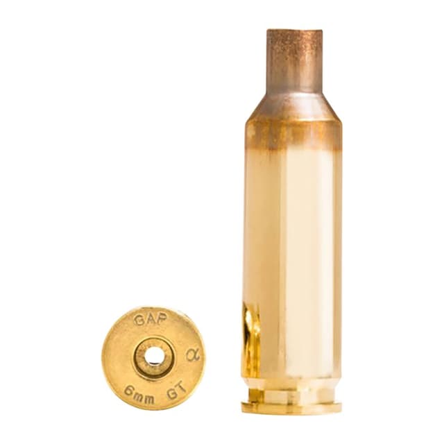 Alpha Munitions Ultra Premium Unprimed Brass Cartridge Cases 6mm GT Brass 100/Box