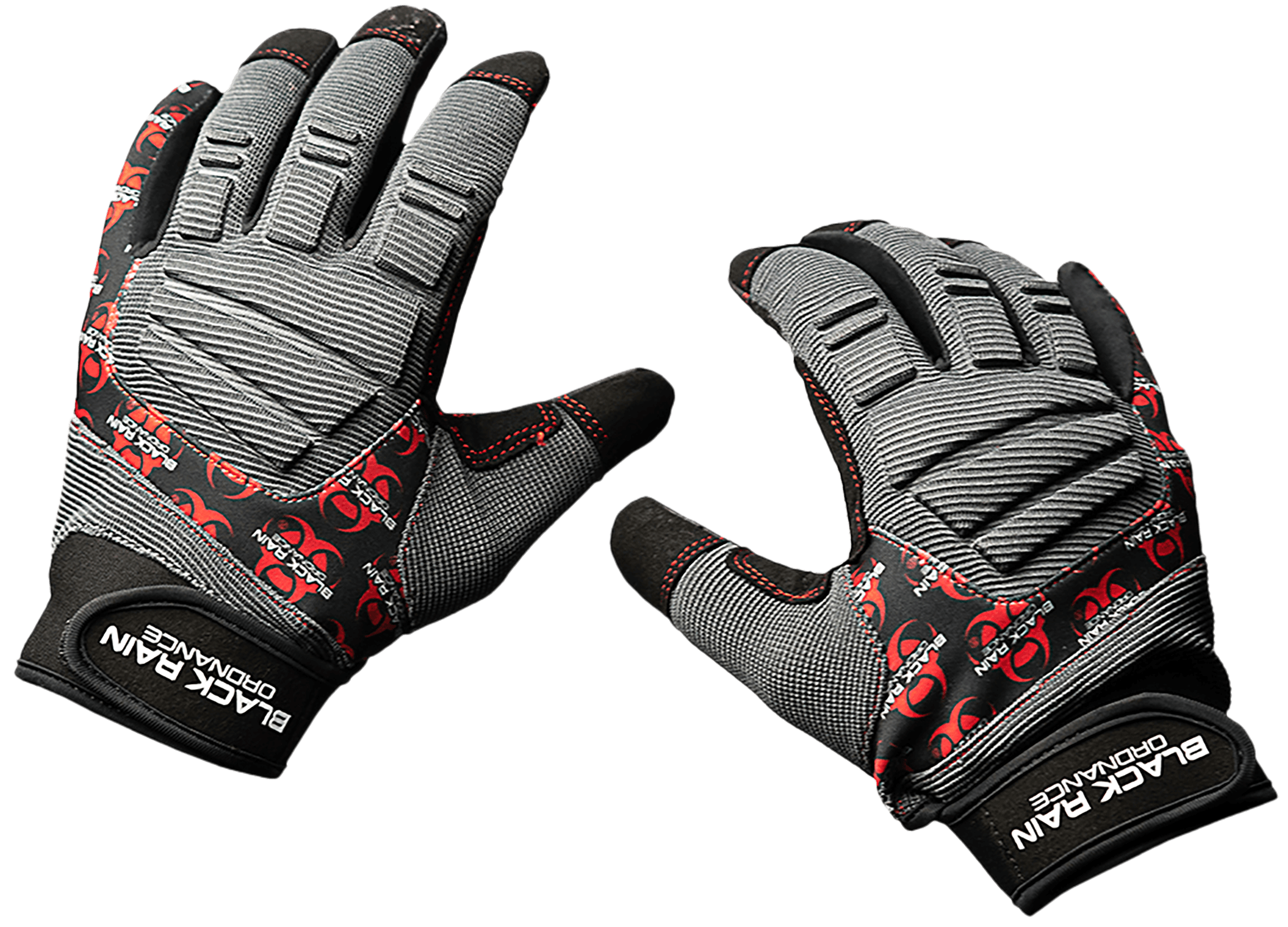 Black Rain Ordnance TACTGLOVEGRY/BLK/RD2XL Tactical Gloves  Black/Gray/Red 2XL Velcro