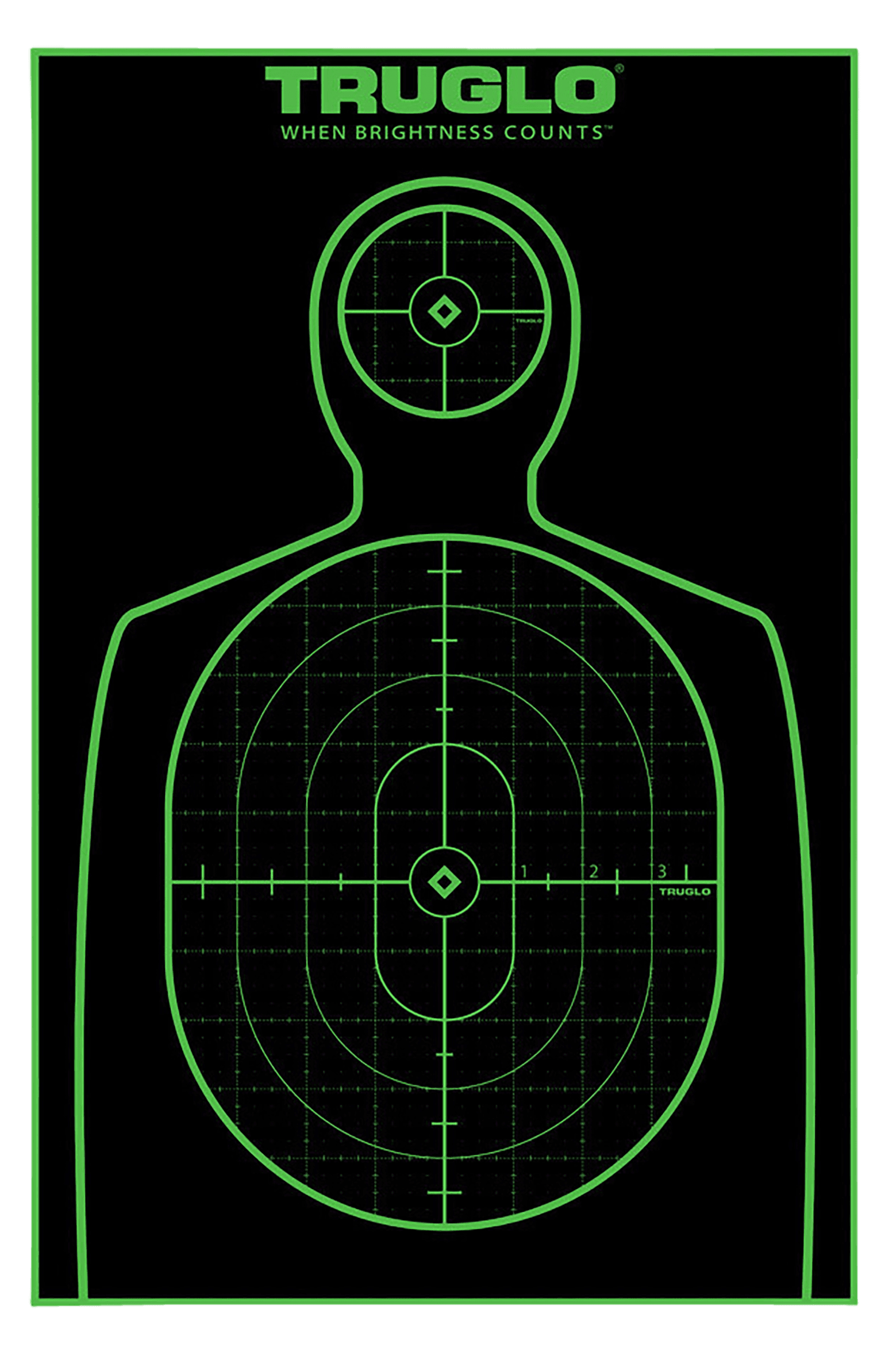 TruGlo TG13A25 Tru-See Handgun Target Self-Adhesive Heavy Paper Black/Green 12"x18" Silhouette 25 Pack