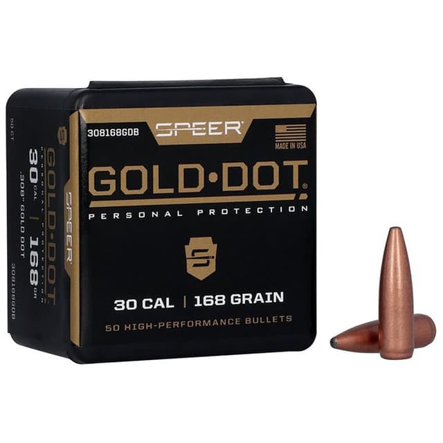 Speer 308168GD Gold Dot 30Cal 168gr Soft Point 50 Per Box/20 Case