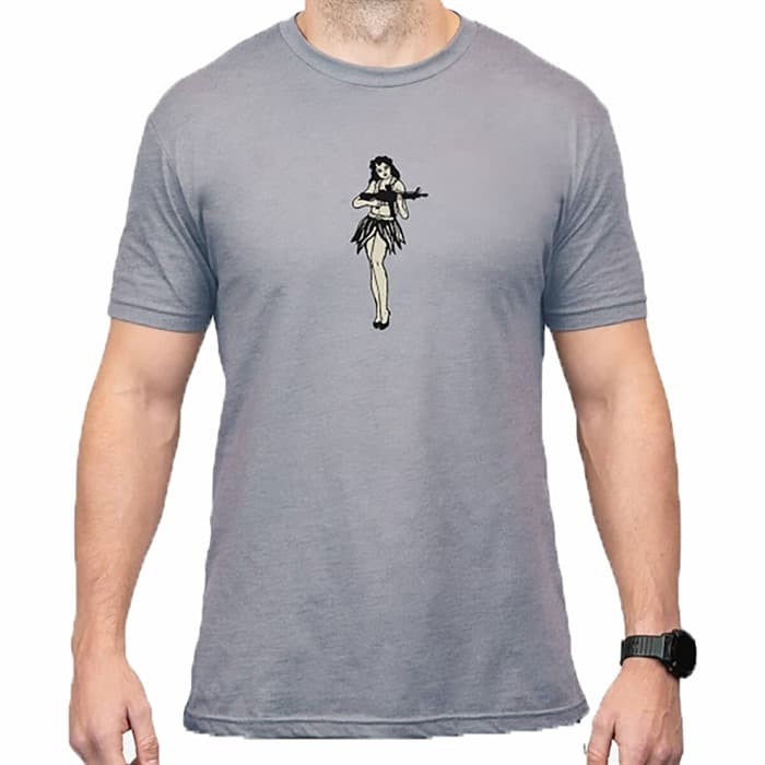 HULA GIRL CVC T-SHIRT STONE GRAY HEATHER LARGE
