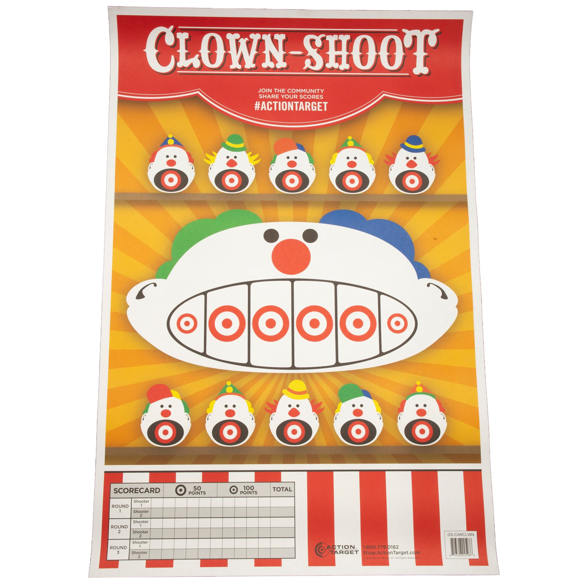 Action Target GSCARCLWN100 Entertainment Clowns Paper Hanging 23" x 35" Multi-Color 100 Per Box