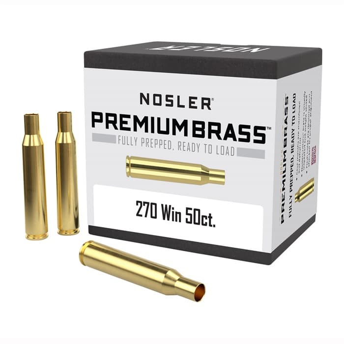 Nosler Unprimed Brass Rifle Cartridge Cases 50 Per Box .270 Win