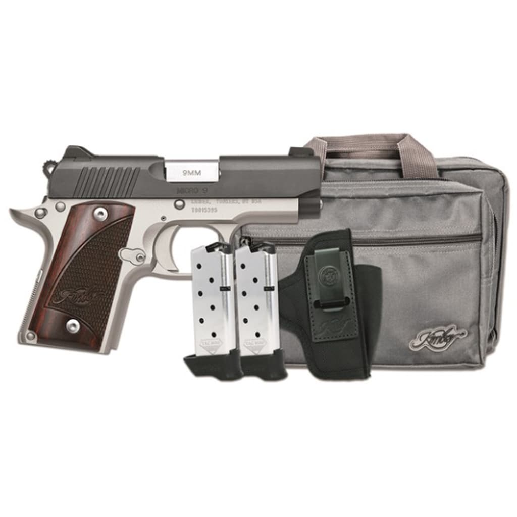 Kimber Mfg.,inc 3300251 Micro 9 RTC 9mm 7+1 3.15" Ramped Barrel Black KimPro II Flared/Lowered Ejection Port Stainless Steel Slide Two Tone Grip