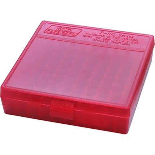 MTM Case-Gard P100929 Ammo Box Flip-Top Multi Caliber Clear Red Polypropylene 100rd