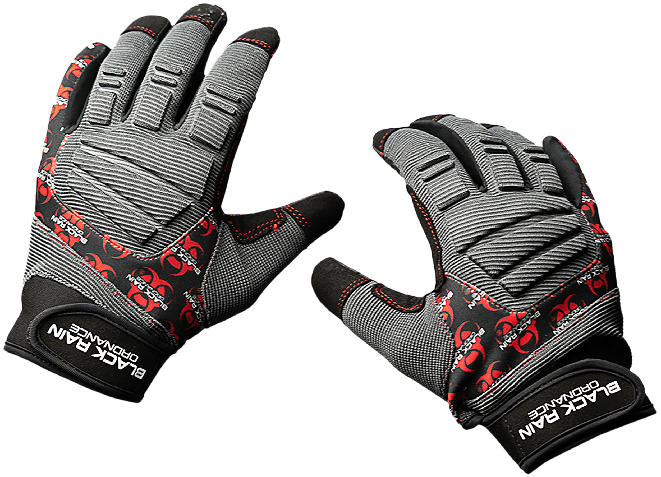 Black Rain Ordnance TACTGLOVEGRY/BLK/RDXL Tactical Gloves  Black/Gray/Red XL Velcro