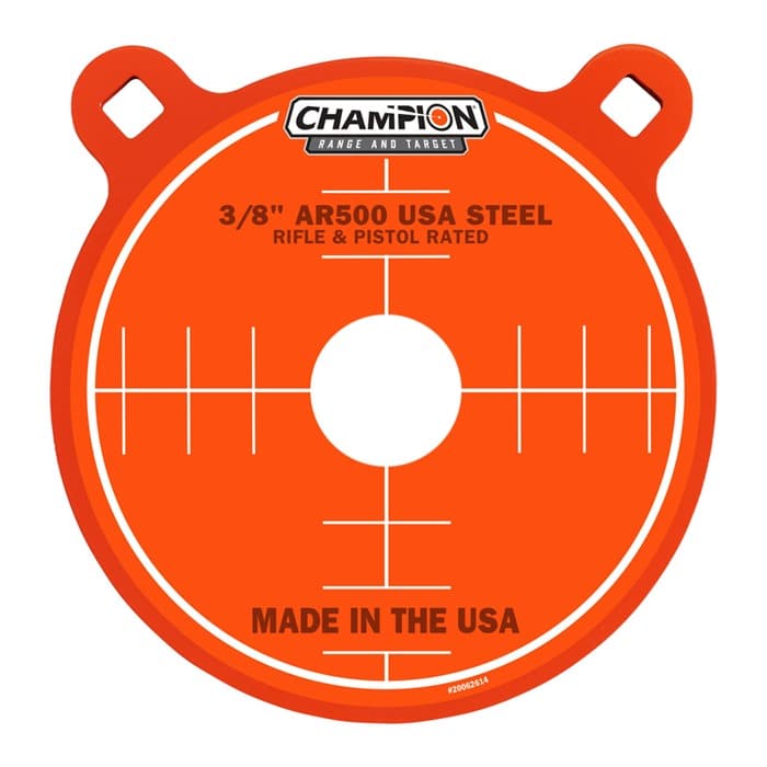 Champion Targets 44903 Center Mass Gong 8" Rifle Gray AR500 Steel Gong 0.38" Thick Hanging