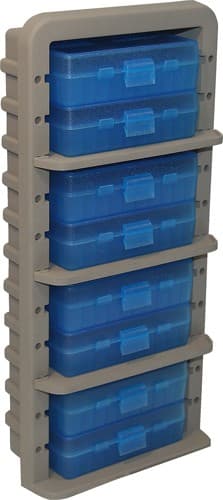 MTM AR9M Ammo Rack with 8 P50-9M-24 Ammo Boxes Clear Blue and Dark Earth