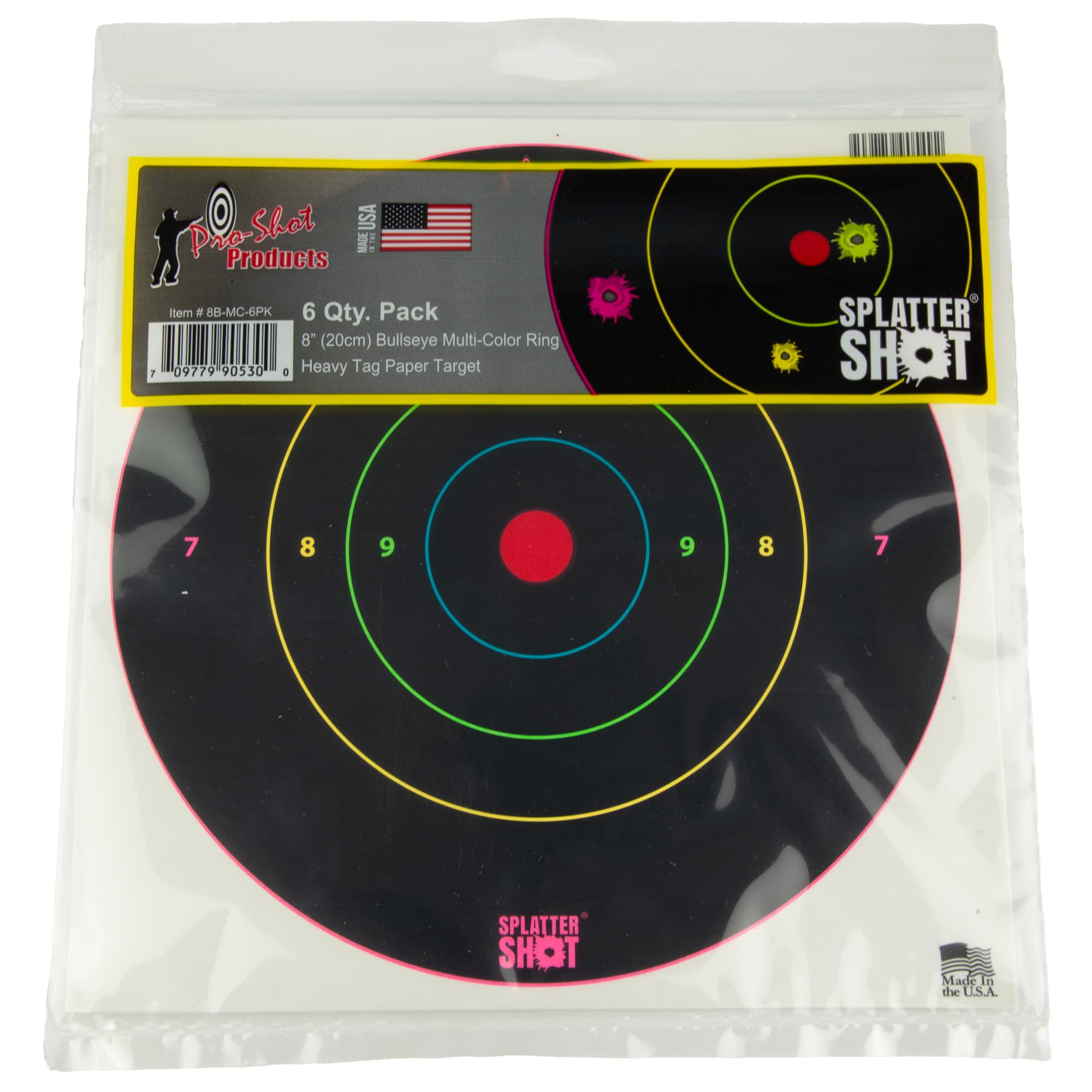 Pro-Shot 8" Bullseye Multi-Color Rings on Heavy Tag Paper 6/ct