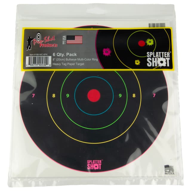 Pro-Shot 8" Bullseye Multi-Color Rings on Heavy Tag Paper 6/ct