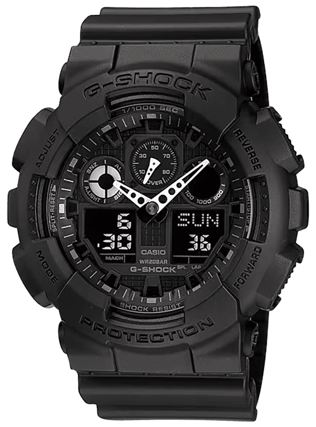 G-shock/vlc Distribution GA1001A1 G-Shock Tactical XL 52mm Keep Time Black Features Stopwatch/Speedometer