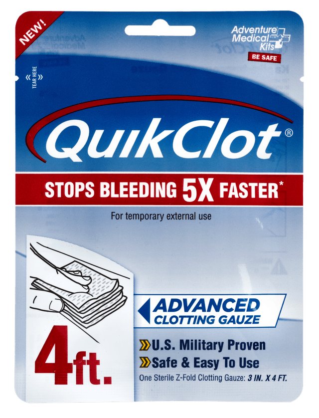 Adventure Medical Kits 50200026 QuikClot Stop Bleeding White 3" x 48" Clotting Gauze