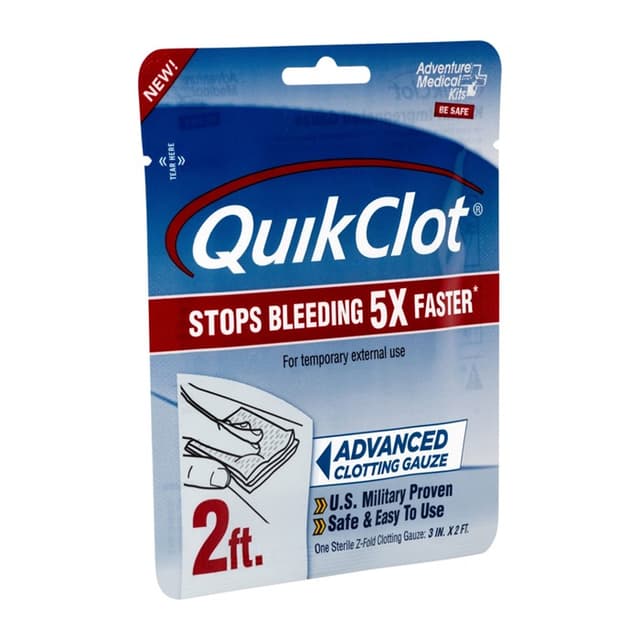 Adventure Medical Kits 50200025 QuikClot Stop Bleeding White Clotting Gauze