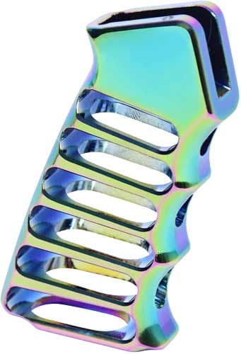 Guntec USA Ult Light Skeletonized Pistol Grip Ar Aluminum Aqua Rainbow Pvd