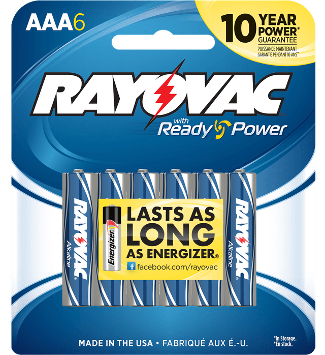 Rayovac 8246T AAA HIGH ENREGY Alkaline Batteries Silver/Blue 1.5 Volts 2,700 mAh (6) Single Pack