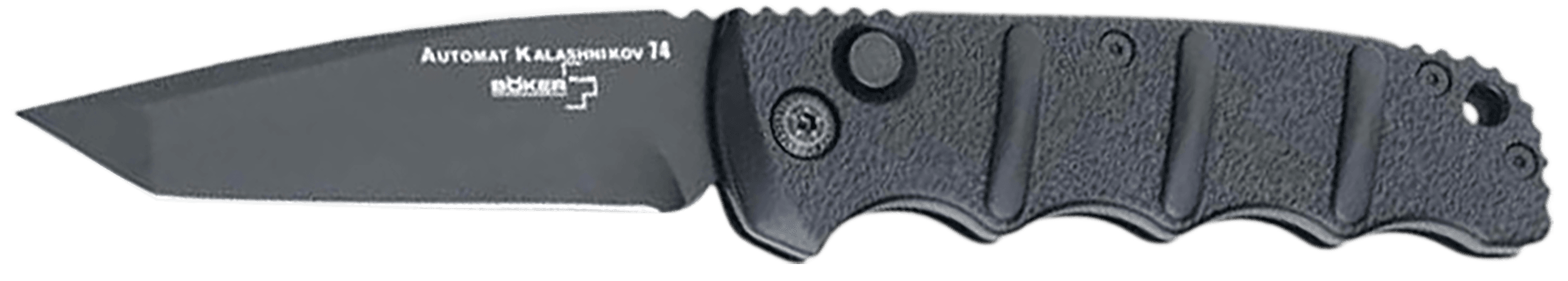 Boker 01KALS101  Kalashnikov 3.35" Tanto Plain Black D2 Steel Blade Aluminum Handle