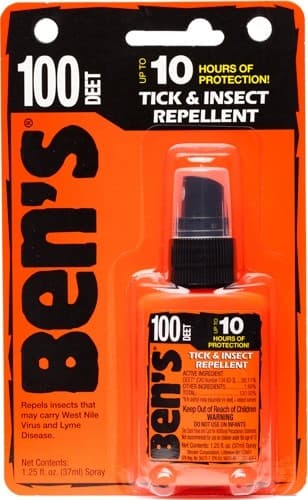 Ben's 00067070 100  Odorless Scent 1.25 oz Spray Repels Ticks & Biting Insects Effective Up to 10 hrs
