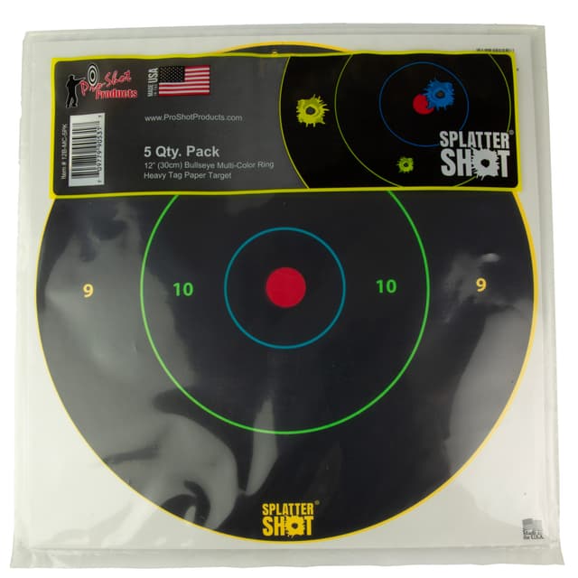 Pro-Shot 12" Bullseye Multi-Color Rings on Heavy Tag Paper 5/ct