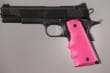 Hogue Colt Government 45 1911 Rubber Grips Pink Finger Grooves