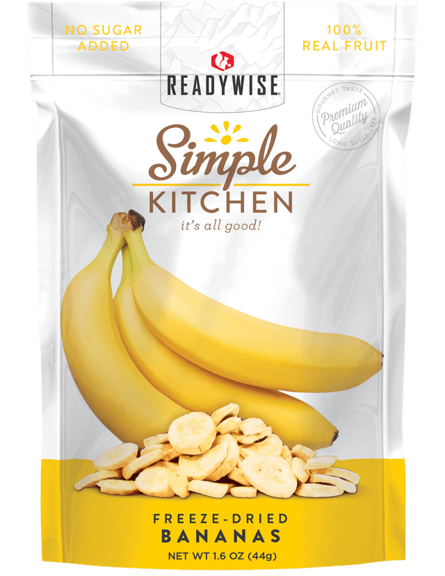 ReadyWise SK05007 Simple Kitchen Freeze Dried Fruit Bananas 1 Serving Pouch 6 Per Case