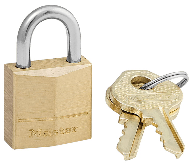 Master Lock 120D Padlock  Open With Key Gold Brass