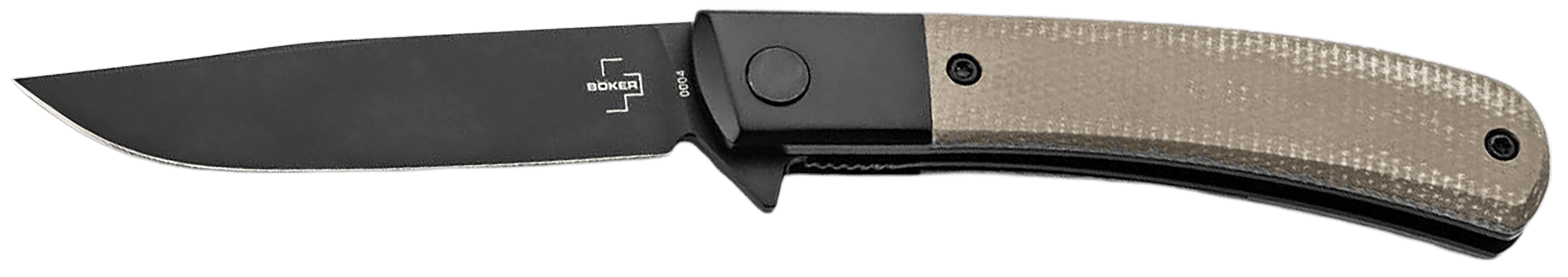 Boker 01BO931  Modern Gentleman 2.95" Plain Black Nitro-V Blade Green Micarta Handle