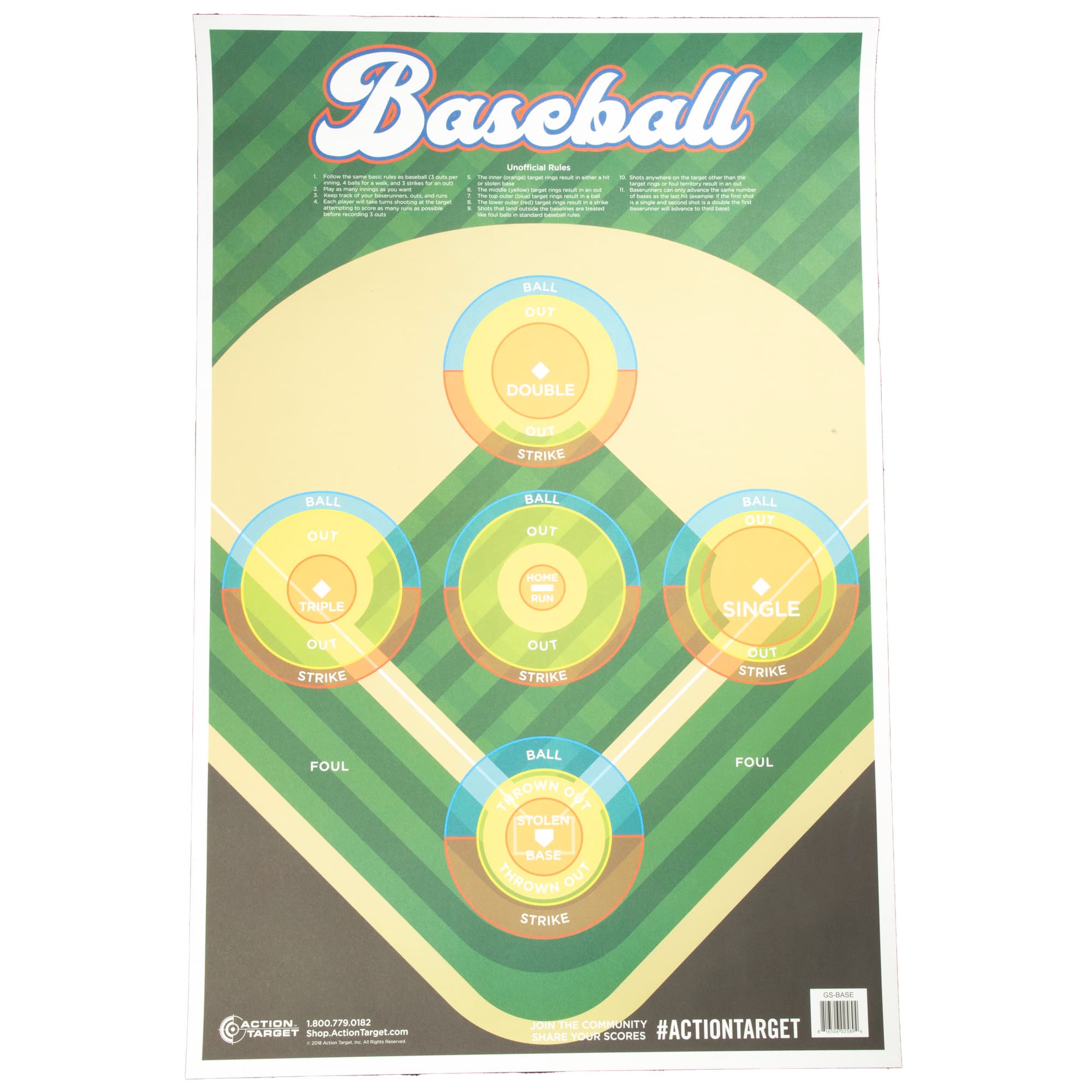 Action Target GSBASE100 Entertainment  Ball Field Paper Hanging 23" x 35" Multi-Color 100 Per Box