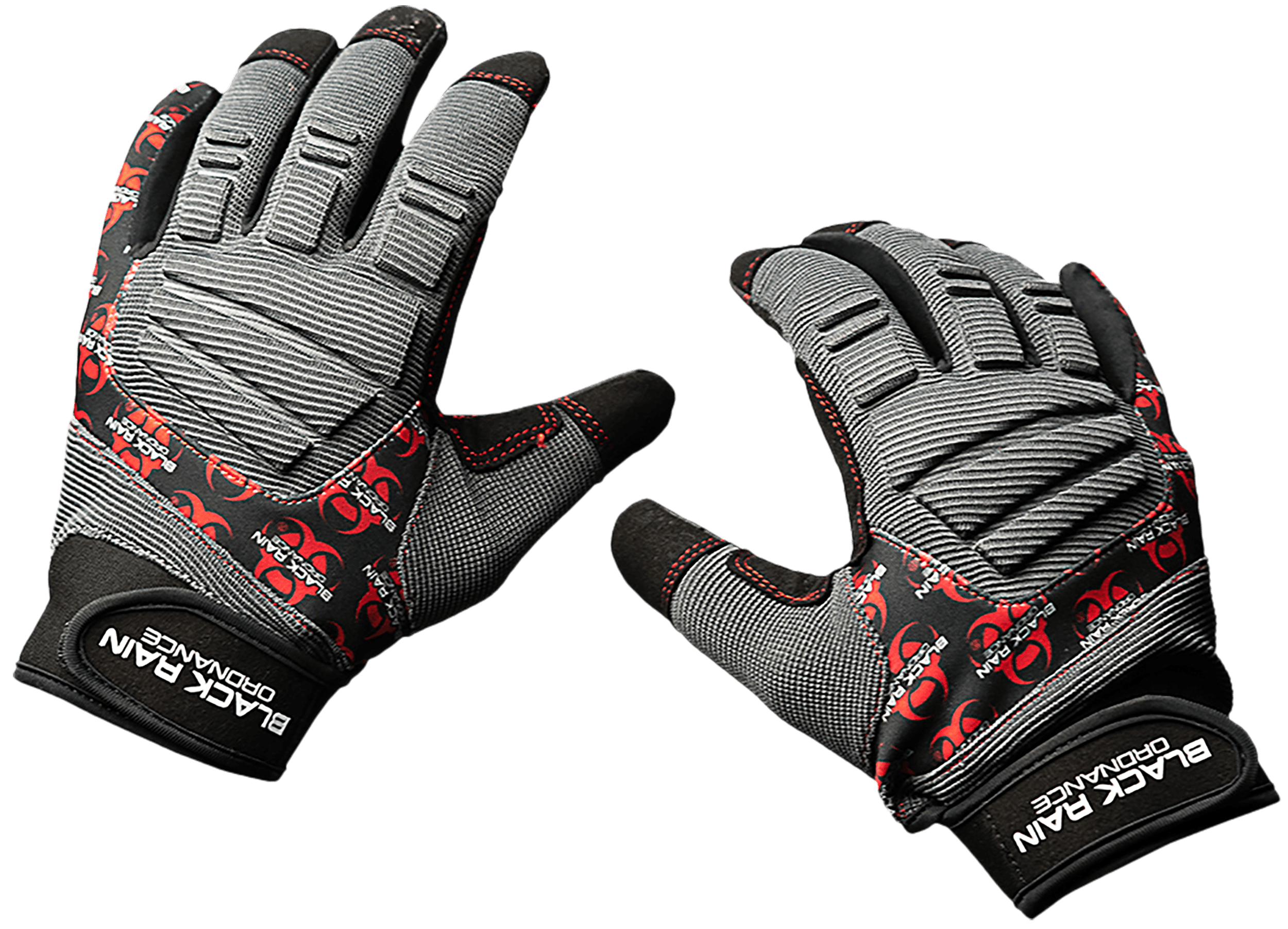 Black Rain Ordnance TACTGLOVEGRY/BLK/RD Tactical Gloves  Black/Gray/Red Small Velcro