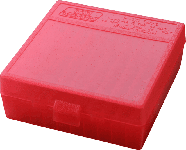 MTM Case-Gard P1004429 Ammo Box Flip-Top Multi Caliber Clear Red Polypropylene 100rd