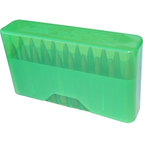 MTM J-20 Slip Top Ammo Box for 22-250/243 WIN/7.62X39 20 Rounds Clear Green