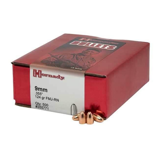 FMJ 9MM CALIBER (0.355'') 124GR FMJ-ROUND NOSE 500/BOX