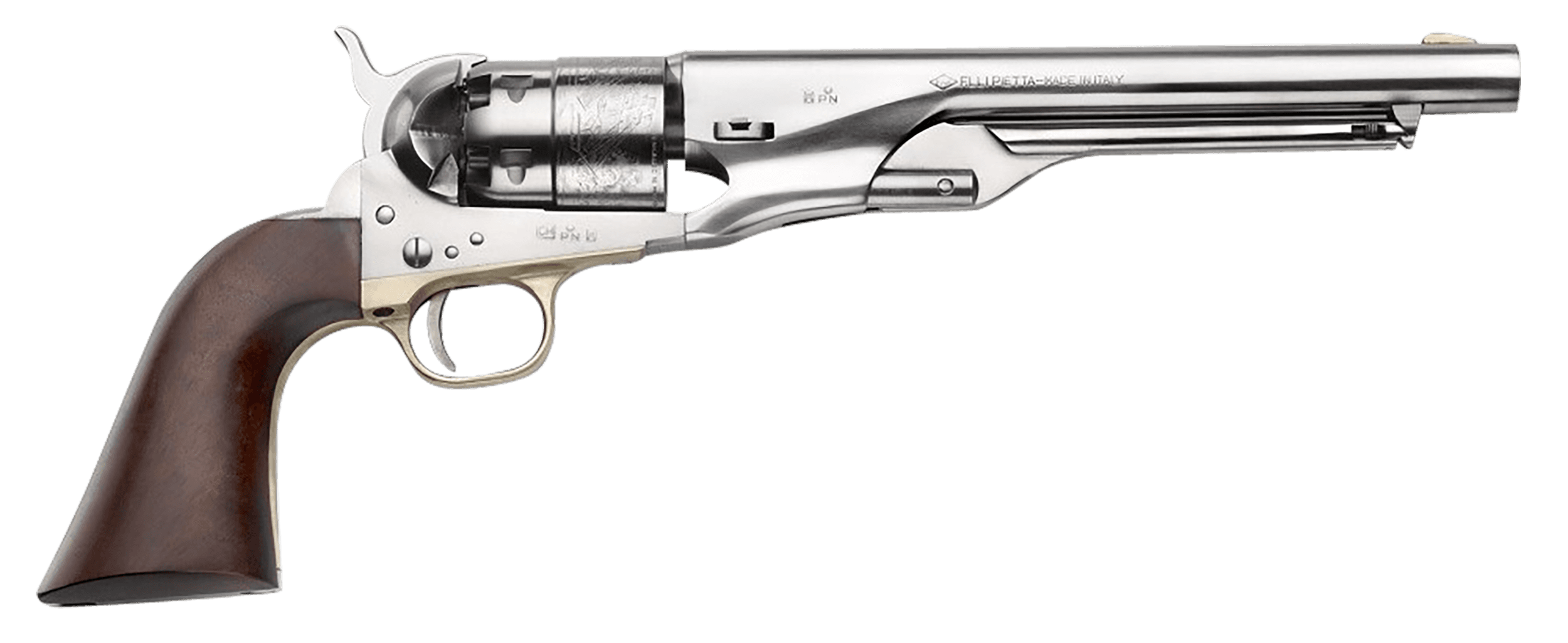 Pietta PF60OS448 1860 Army "Old Silver" 44 Cal 8" 6rd Old Silver Steel Frame, Cylinder & Round Barrel w/Walnut Grip