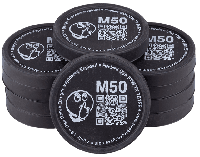 Firebird USA M50 Moderated Low-Noise Version of Bio 50, Moving Trajectory/Static Universal Firearm 50mm/ 10 Pack