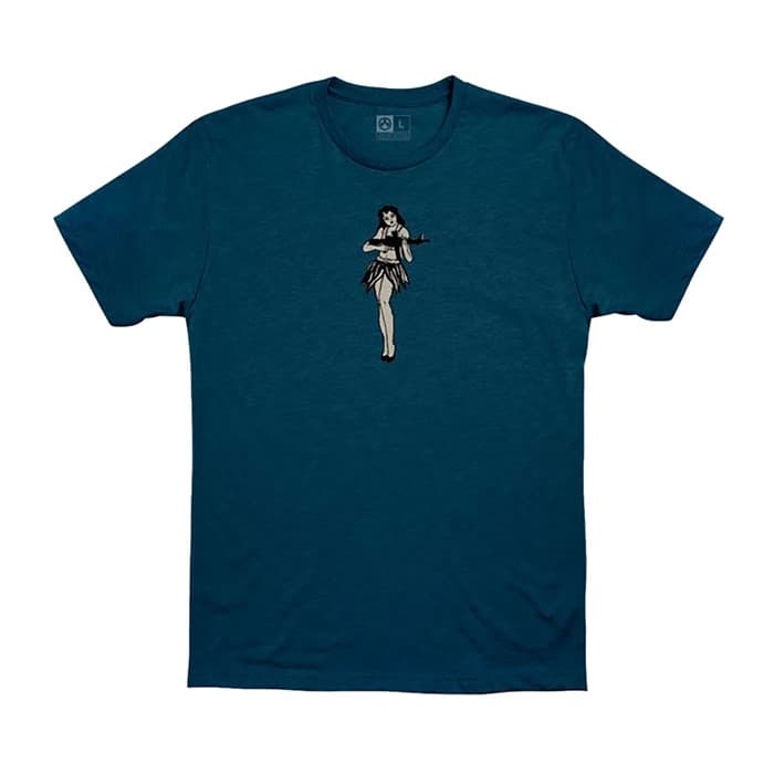HULA GIRL CVC T-SHIRT BLUE STONE HEATHER LG