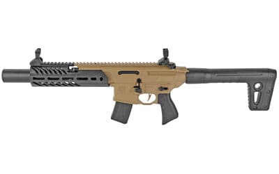 Sig Sauer Airguns AIRMCXCANEBRAKE MCX Canebrake Air  CO2 (Not Included) 177 Pellet 30rd, FDE Metal Rec, Removable Fixed Black Synthetic Stock, Flat Trigger, Flip-Up Sights