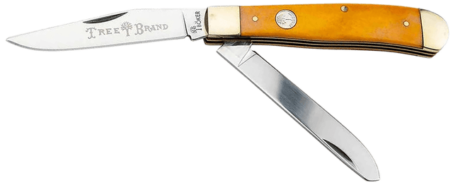 Boker 110835 Trapper Traditional Clip Point/Spey Plain D2 Steel Blade Smooth Yellow Bone Handle