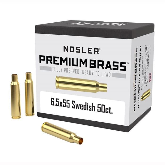 Nosler Unprimed Brass Rifle Cartridge Cases 50 Per Box 6.55x55mm