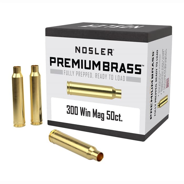 Nosler Unprimed Brass Rifle Cartridge Cases 50 Per Box .300 Win Mag