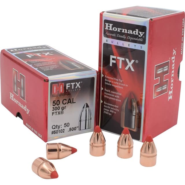 Hornady 50102 FTX  50 Cal .500 300 gr Flex Tip eXpanding 50 Per Box/ 25 Case